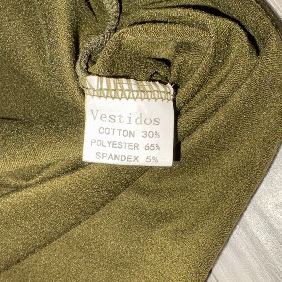 194. Women’s Elegant Olive Long Sleeve Cold Shoulder Dress Size Large - Picture 3 of 3